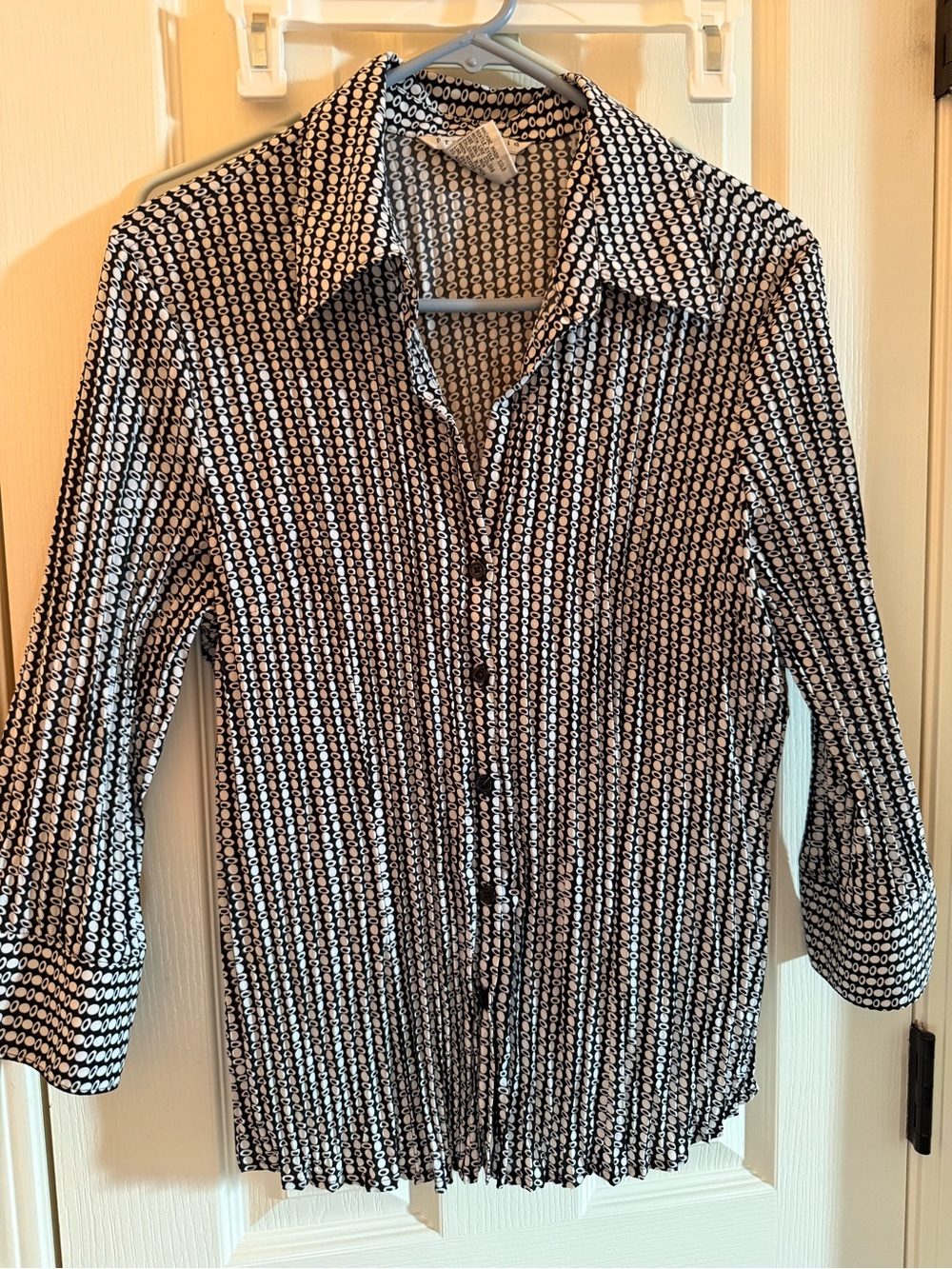Fred David Black and White Geometric Button-Down Shirt